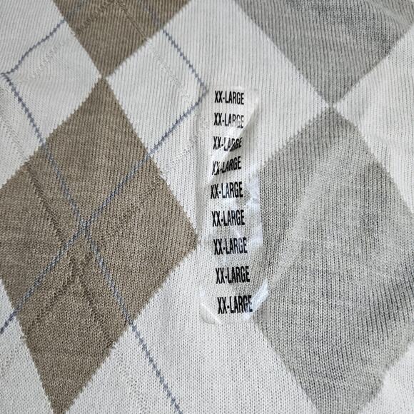 NEW Argyle Sweater Mens  Grandpacore Vanilla Neutral Knit XXL by Dockers Preppy - Picture 5 of 14